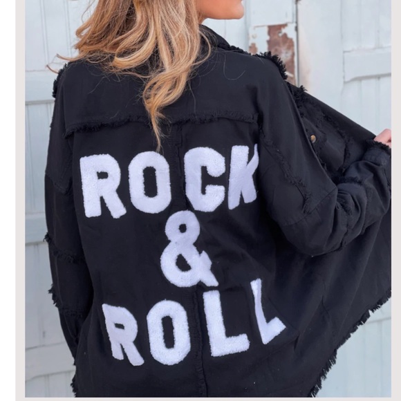 Fabulous Black Rock N Roll Distressed Shacket Denim Jacket - Picture 4 of 5